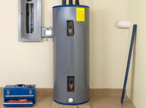Tank water heater in a basement