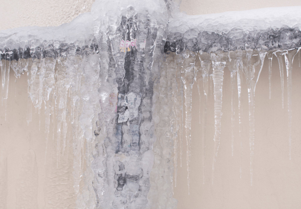 Pipes covered in ice